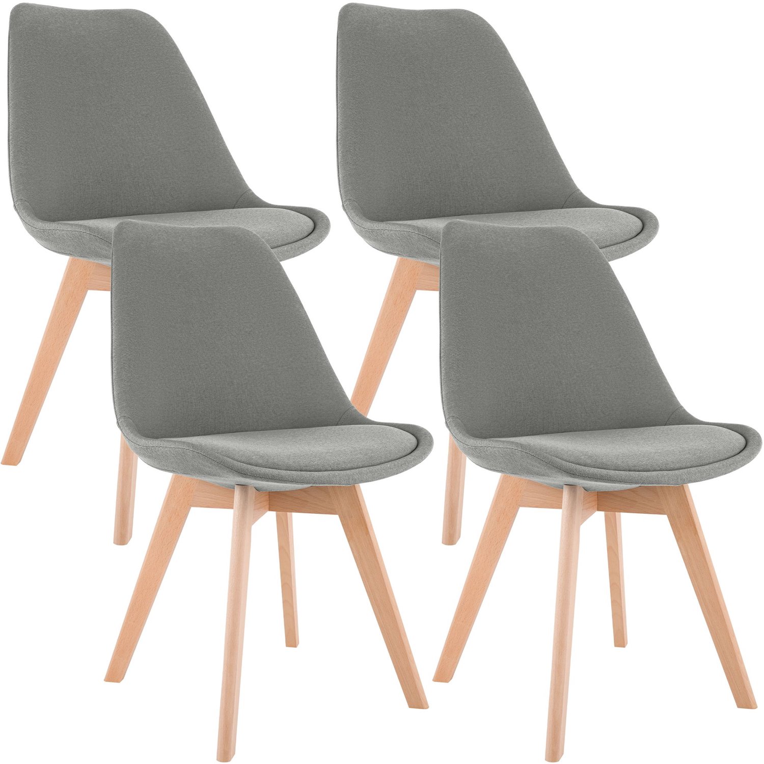 Luxe Comfort Verona 0077 stoelen (set van 4) - stof - lichtgrijs Stof/licht grijs