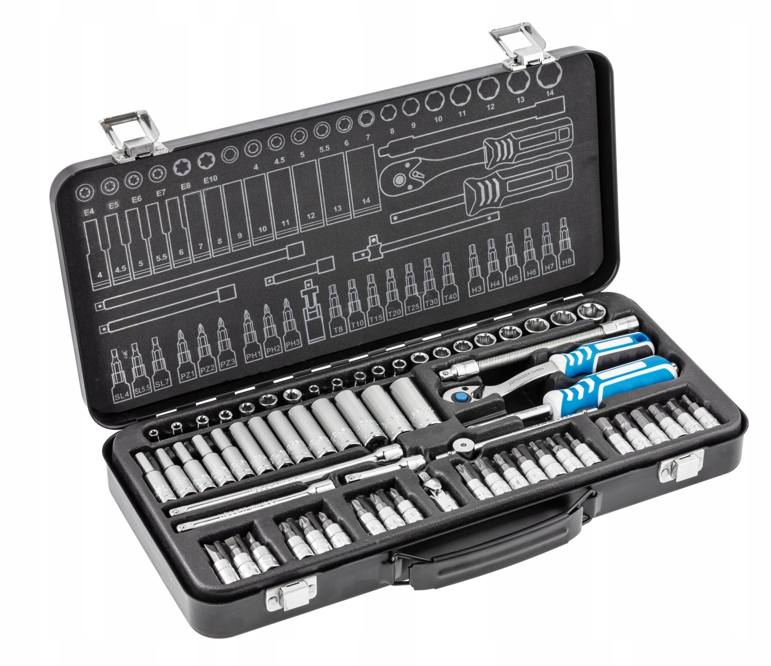 HOGERT HT1R486 63-delige Doppenset 1/4" met Bits en Ratel