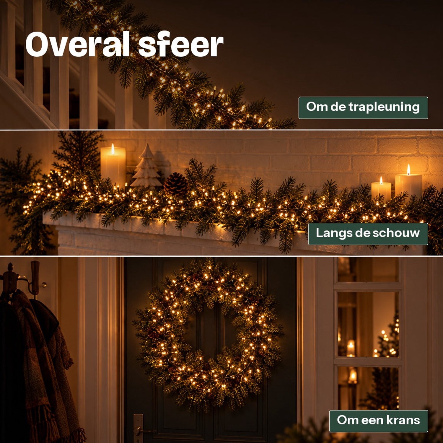 Levano Kerstverlichting Buiten 560 LED 10 m Extra Warm Wit - Kerstversiering - Lichtsnoer Buiten - Kerstlampjes - Kerstboomverlichting - Lichtslinger - Kerstlichtjes - Clusterverlichting - Kerstverlichting Binnen - LED Lichtjes - Micro Cluster – foto 7