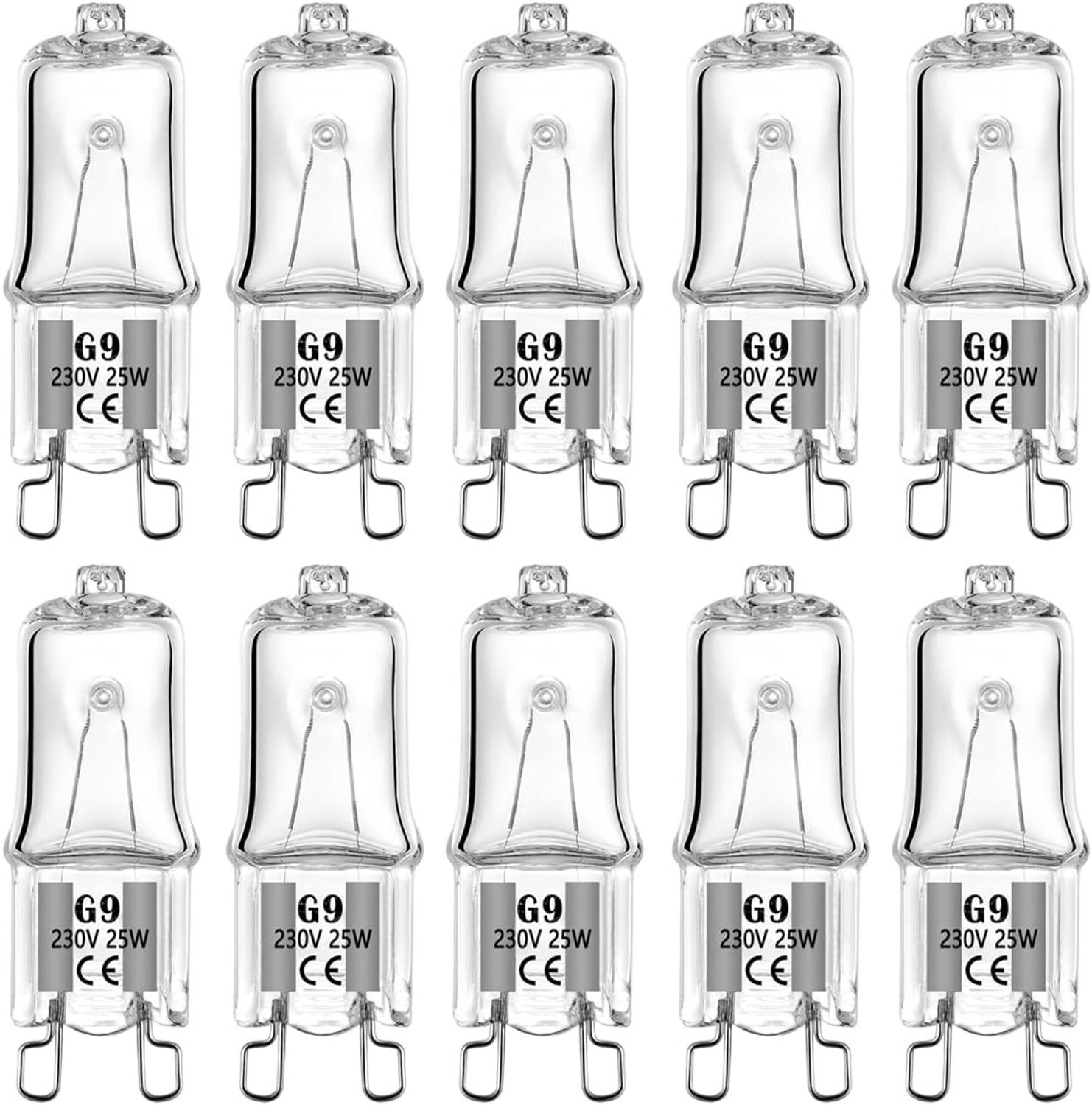 G9 Halogeenlamp - Transparant - 25W - Voor Oven en Magnetron - Set van 10 Stuks