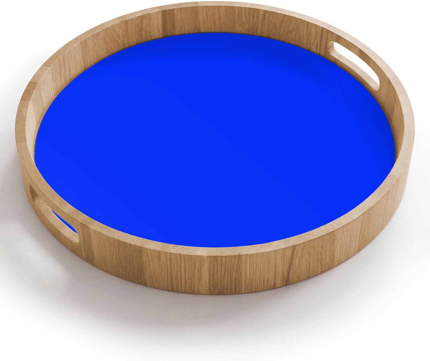 Dienblad rond 40x40 cm - Schootdienblad hout - Electric - Blue - Blauw - Borrelplank rechthoek - Plateau houten dienbladen