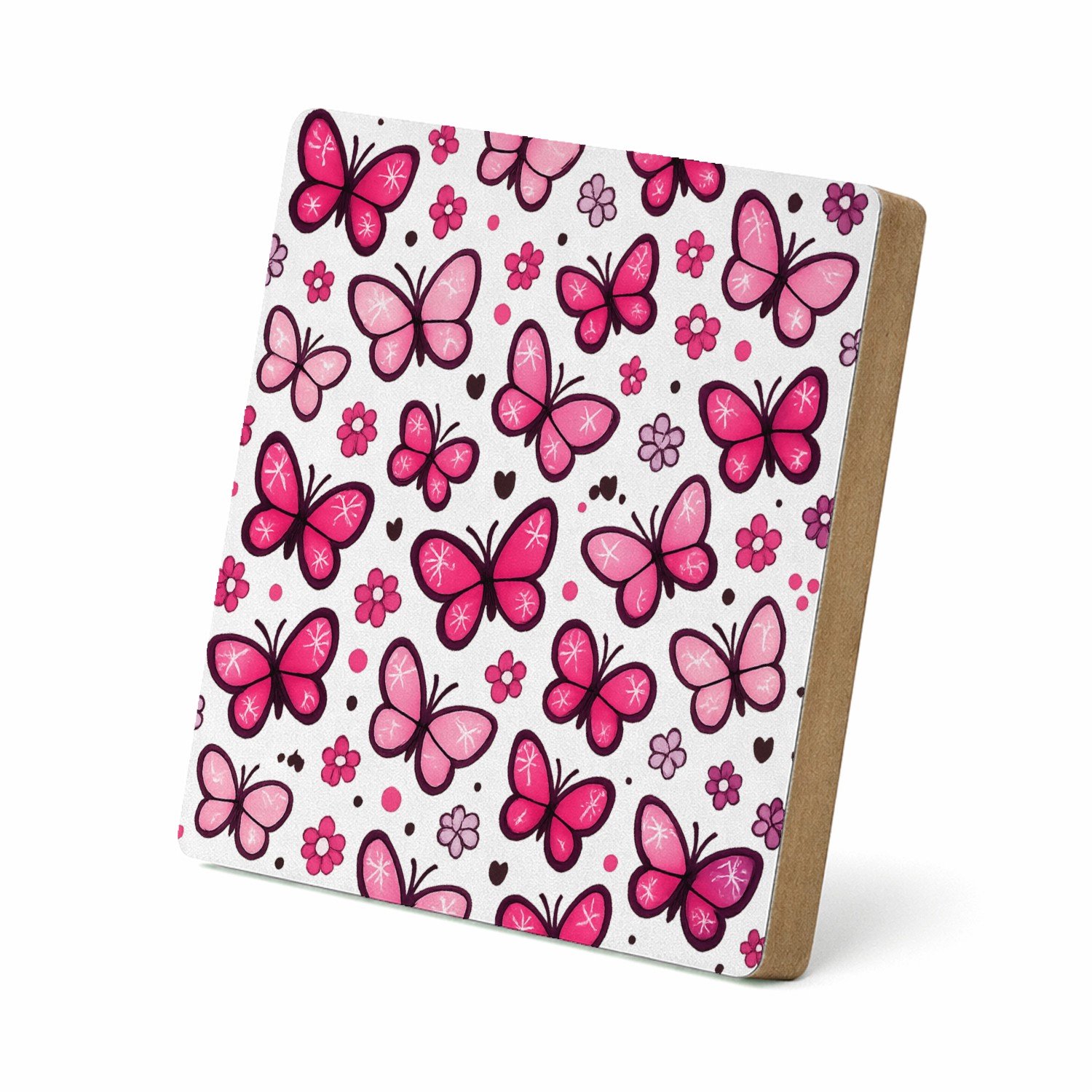 Mr Cadeautjes MDF staande fotolijst 15,2 x 15,2 - design Vrolijke all-over print met speelse natuuriconen in plaats v | cadeau Wit