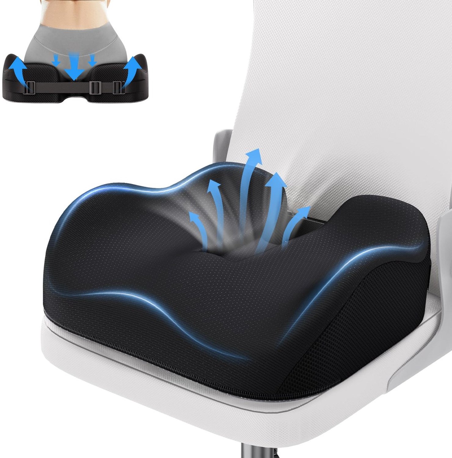 Duraxl Zitkussen - Traagschuim - Antislip Zwart