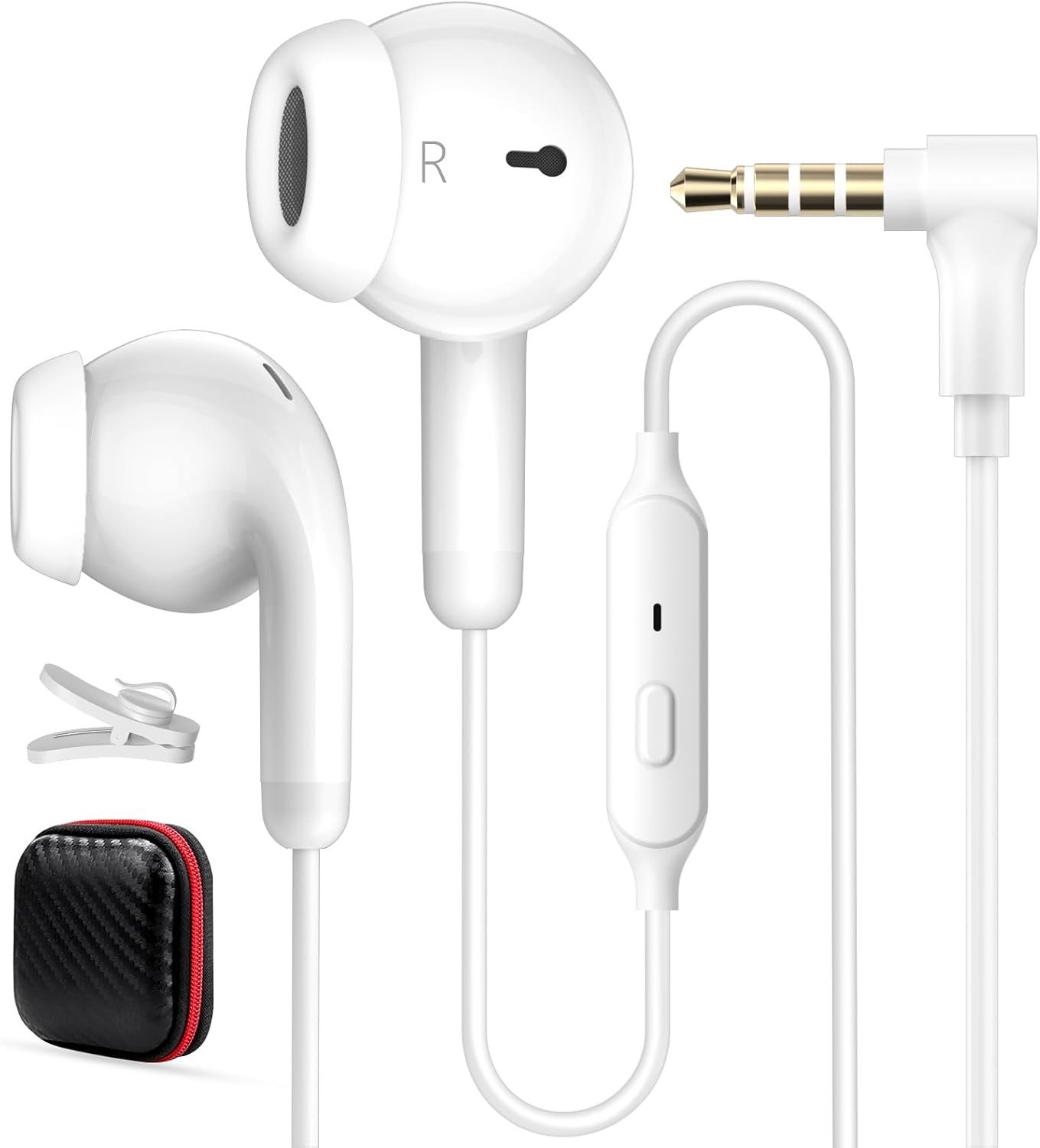 In-ear Oordopjes - Wit - 1,2 m - Met Haakse Stekker - Geschikt voor Laptop en Mobiele Apparaten