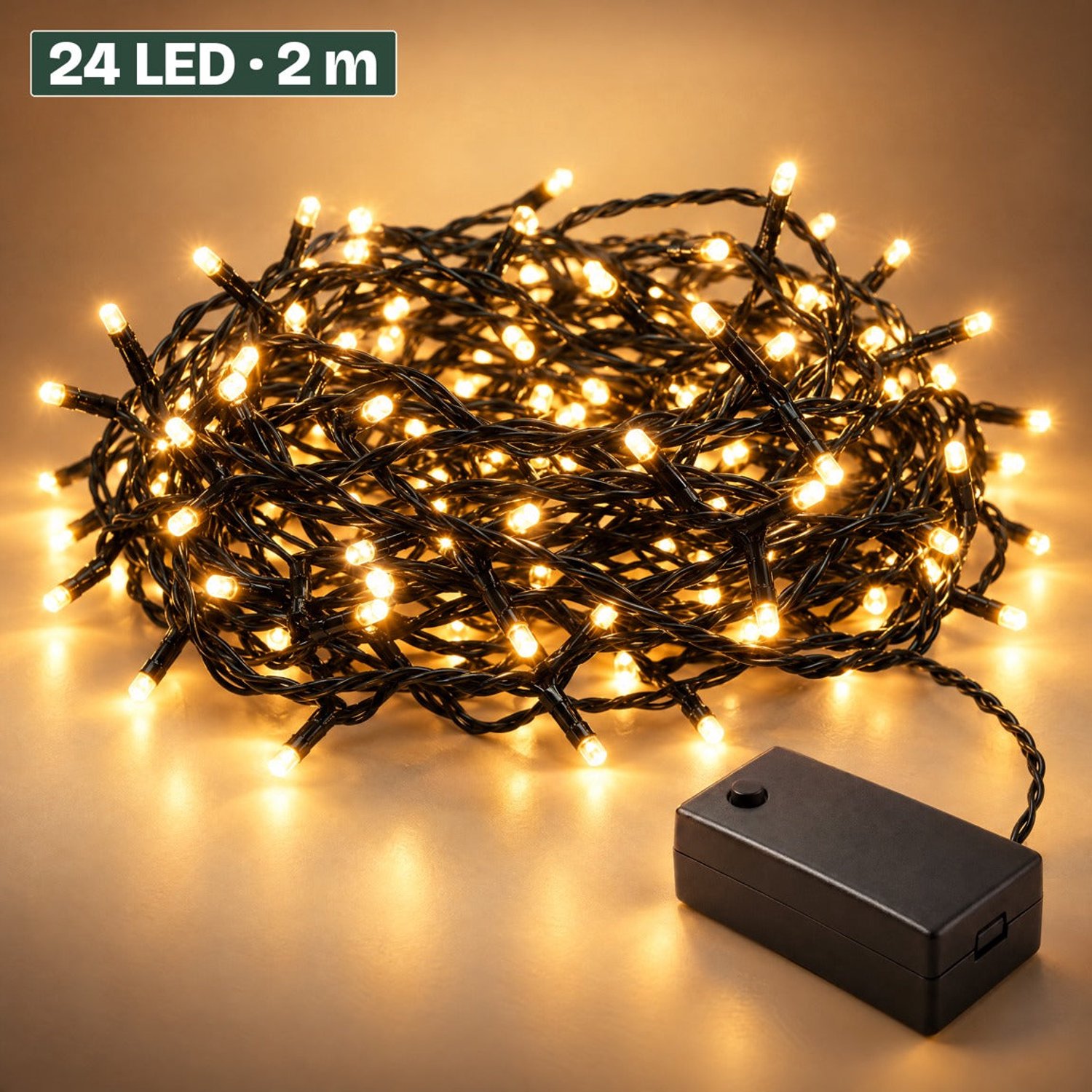 Levano Kerstverlichting 24 LED 1,8 m - Kerstverlichting Buiten op Batterij - Lichtsnoer voor Binnen en Buiten - LED Verlichting - Kerstlampjes - Kerstboomverlichting - Lichtslinger - Kerstlichtjes - Lichtsnoer Camping - Extra Warm Wit - Timer