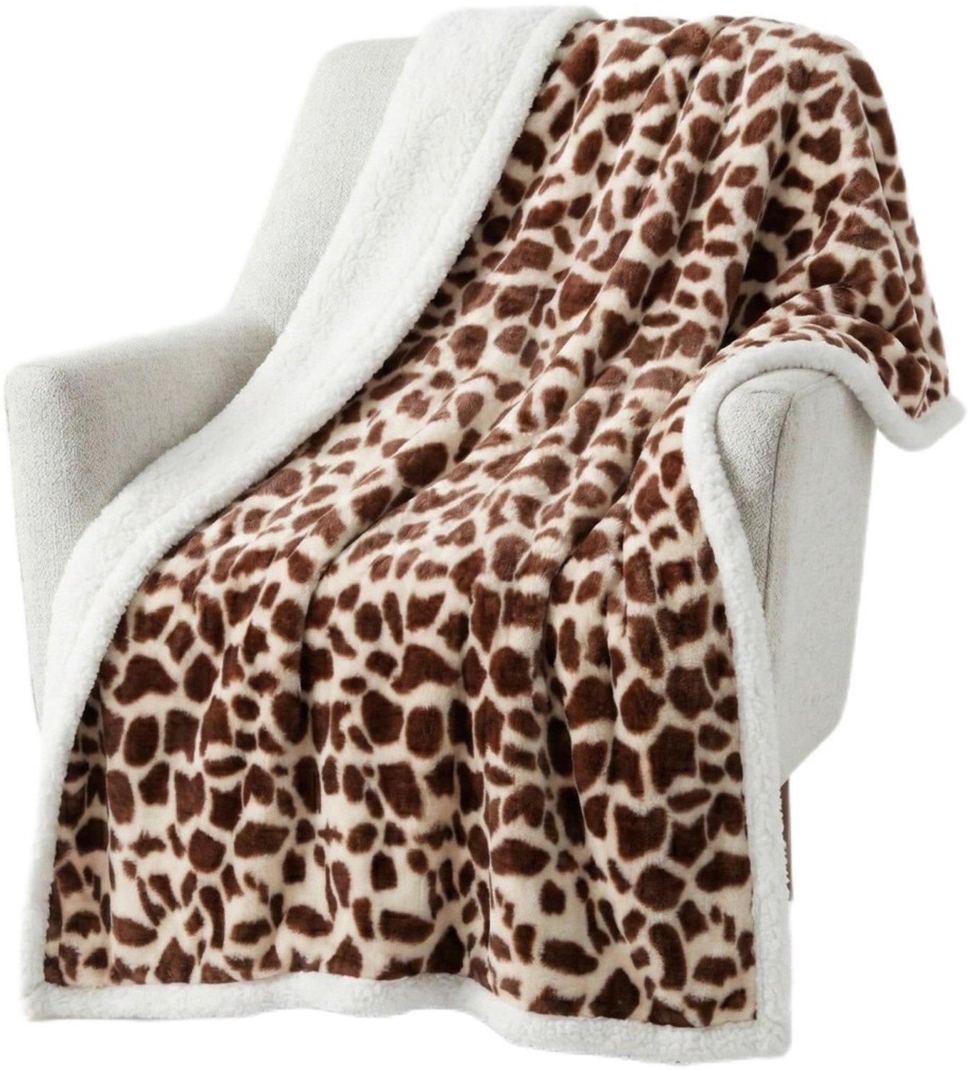 Duraxl Plaid - Sherpa fleece - 127 x 152 cm - Giraffe Wit