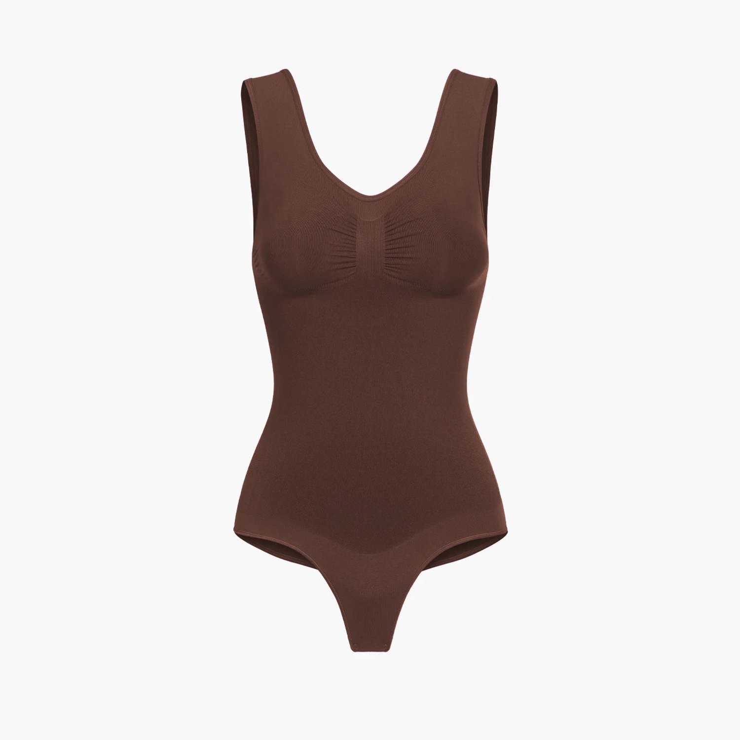 cfab Tanktop bodysuit met corrigerende werking en koordjes - Bruin - Corrigerende Body - Naadlos - corrigerend ondergoed dames
