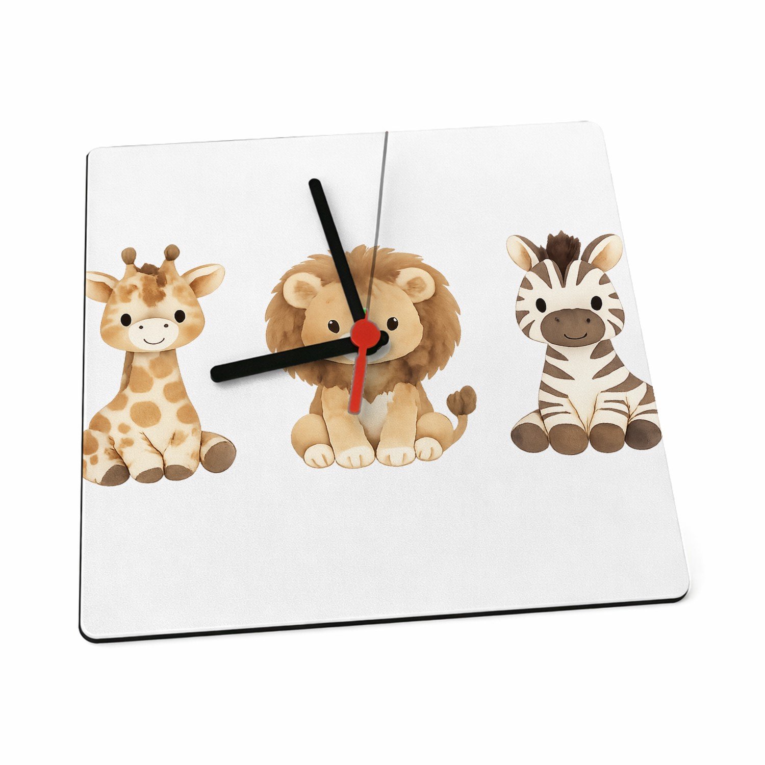 Mr Cadeautjes Klok 19 x 19 - design Rustig drieluik met bosdieren in zachte aquarel | cadeau Wit