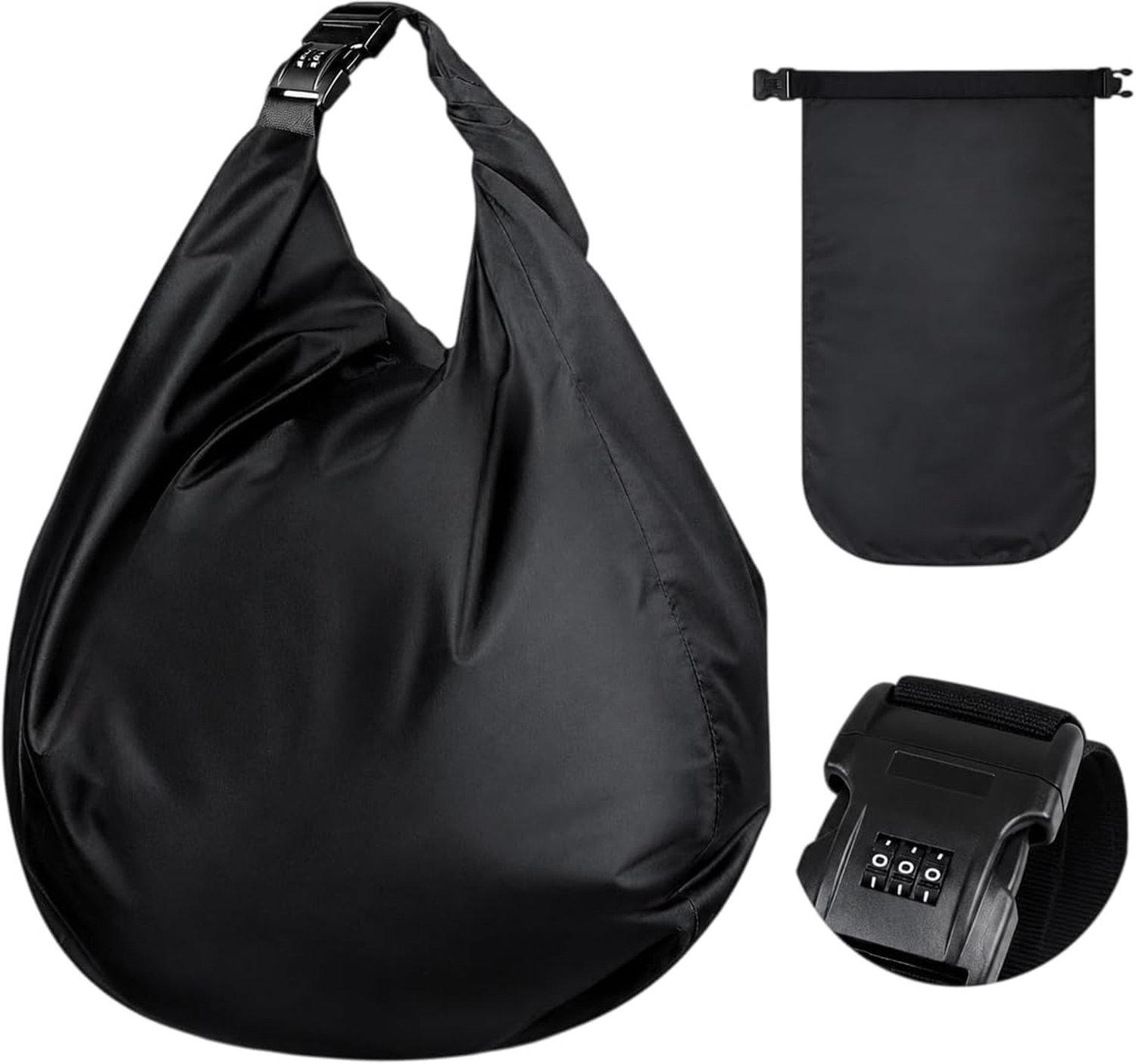 Waterdichte Helmtas - Motor Helmtas met Cijferslot - Grote Helmtas 30L - Roll-Top Tas - Geschikt voor Motoren, Helmen, Sport & Outdoor - Zwart
