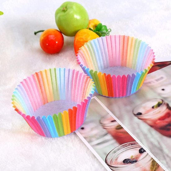 Grade Cupcake Liner Cake-papiervorm, 100 Stuks Kleurrijke Bakbekers voor Het Bakken van Taartdecor — afbeelding 4