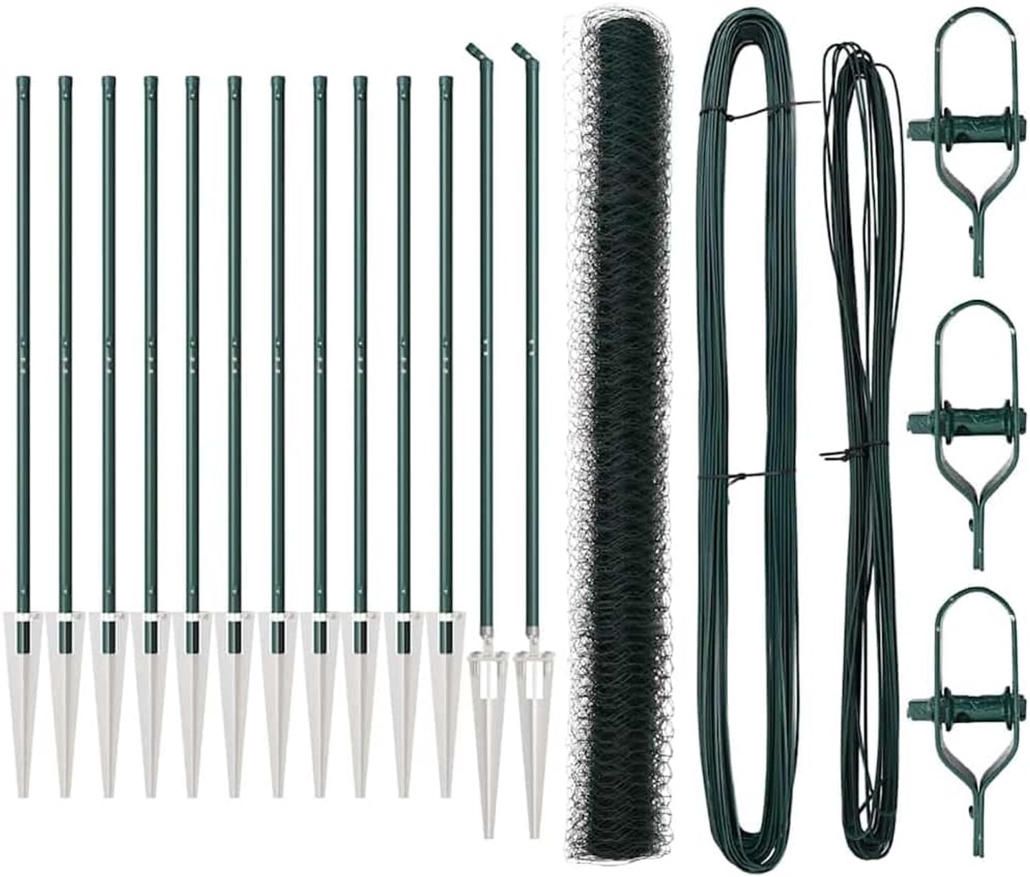 Groen, 25 x 1,6 m, staal en pvc, 50 mm vlechtwerk, set van outdoor leuningpalen voor tuin en terras, weerbestendig en corrosiebestendig