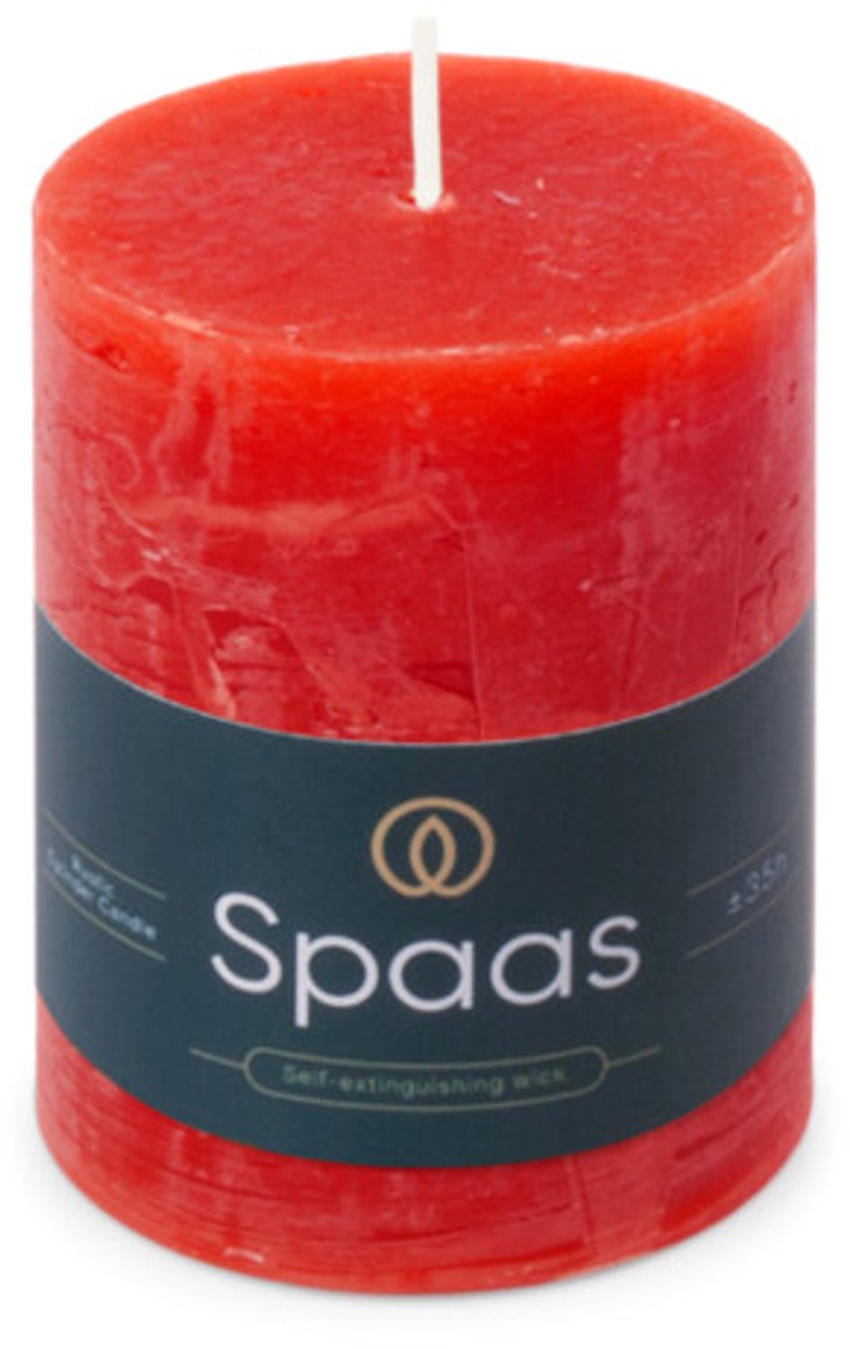 SPAAS Rustieke Pillarkaars ± 35 branduren Rood - 8 x 1 stuk - Voordeelverpakking