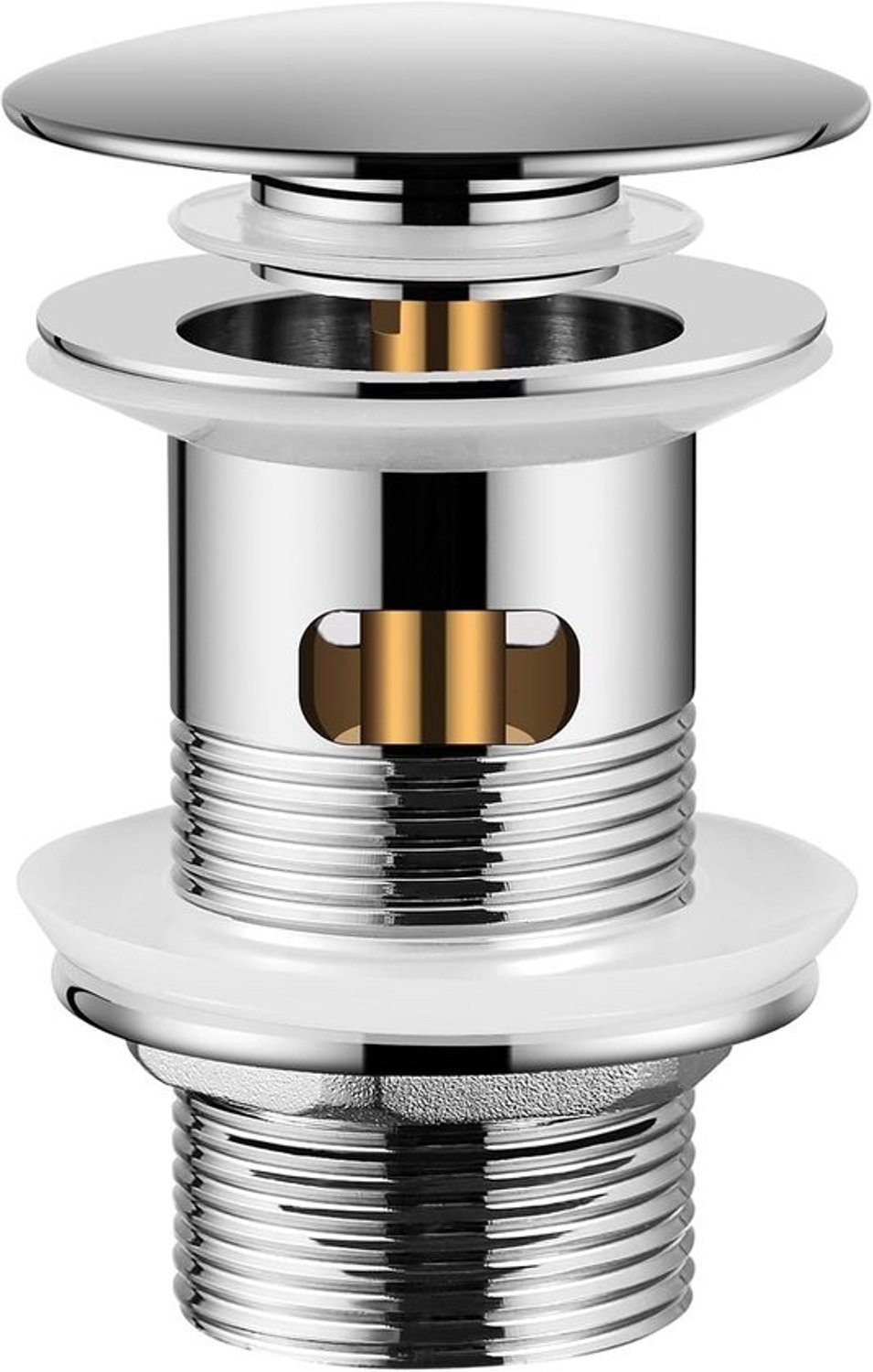 Peppermint Pop Up wastafelafvoerplug - slotted click clack, met overloop, voor badkamerwastafel en vesselgootsteen, chroom