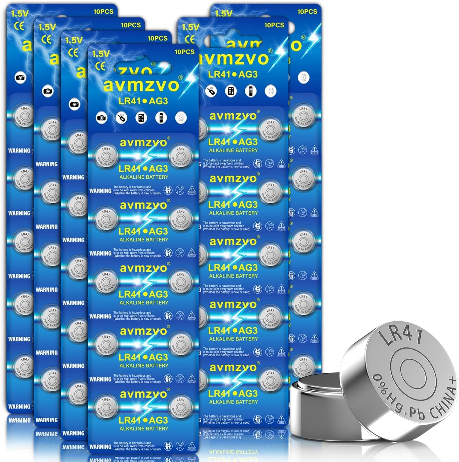 AG3 Button Cell Batteries LR41 Alkaline Batteries Pack of 60 1.5 V Mercury Free 392/192/L736/G3A/3GA - ShopVlot