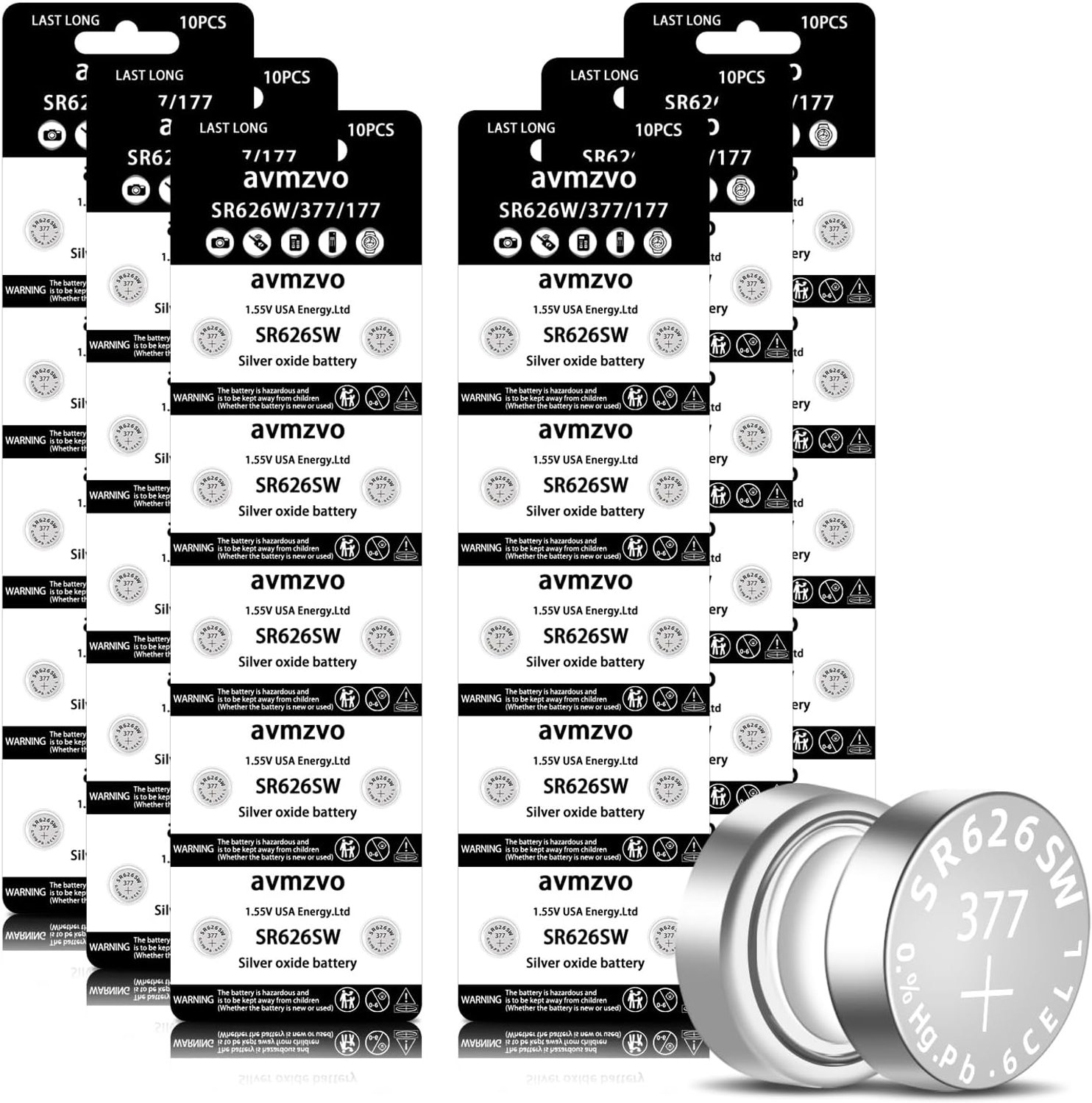SR626 corresponds to SR626SW battery 377 626 watch battery 1.5V button cell 60 pieces【3 years warranty】 - ShopVlot