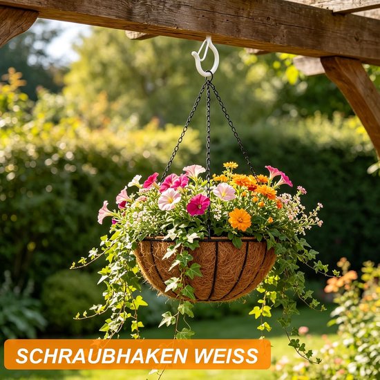 50 stuks schroefhaken wit met zekering, haken om te schroeven met pluggen — afbeelding 3