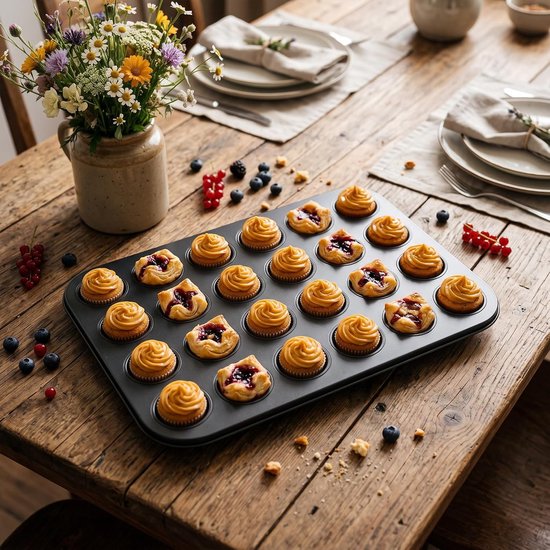 4 stuks muffin bakvorm voor 24 mini muffins, 35,5 x 26,5 x 2 cm muffinvorm — afbeelding 3