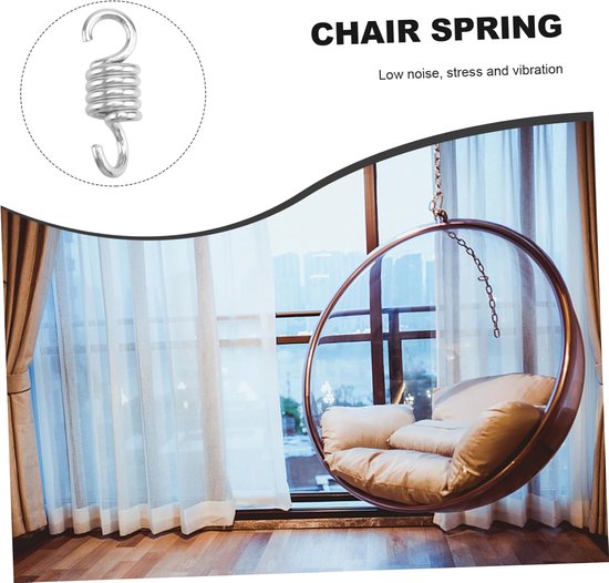 2 Stuks stoel lente Schommel swinghaken hangmat lente veren hangmat veer roestvrij hangers kledinghanger hangstoellouner swing lente roestvrijstalen ophanging zware drukveer Zilver — afbeelding 5