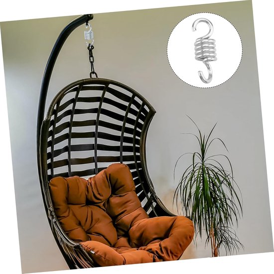 2 Stuks stoel lente Schommel swinghaken hangmat lente veren hangmat veer roestvrij hangers kledinghanger hangstoellouner swing lente roestvrijstalen ophanging zware drukveer Zilver — afbeelding 2