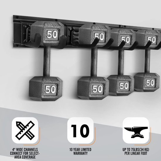 Tuingereedschap Rack Set, Garage Wall Organisatie Hanger met 3 Mop Houder en 6 Multifunctionele Haken, Garden Yard Shovels Harken voor String Hedge Trimmer Bezems Slangen Opvouwbare Stoelen Ladders en meer — afbeelding 3