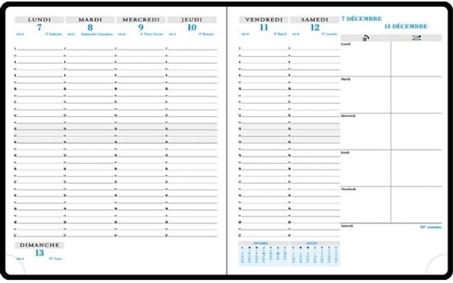 Agenda-inzet 2024 - Dagplanner met adresboek - 1 week verticaal over 2 pagina's