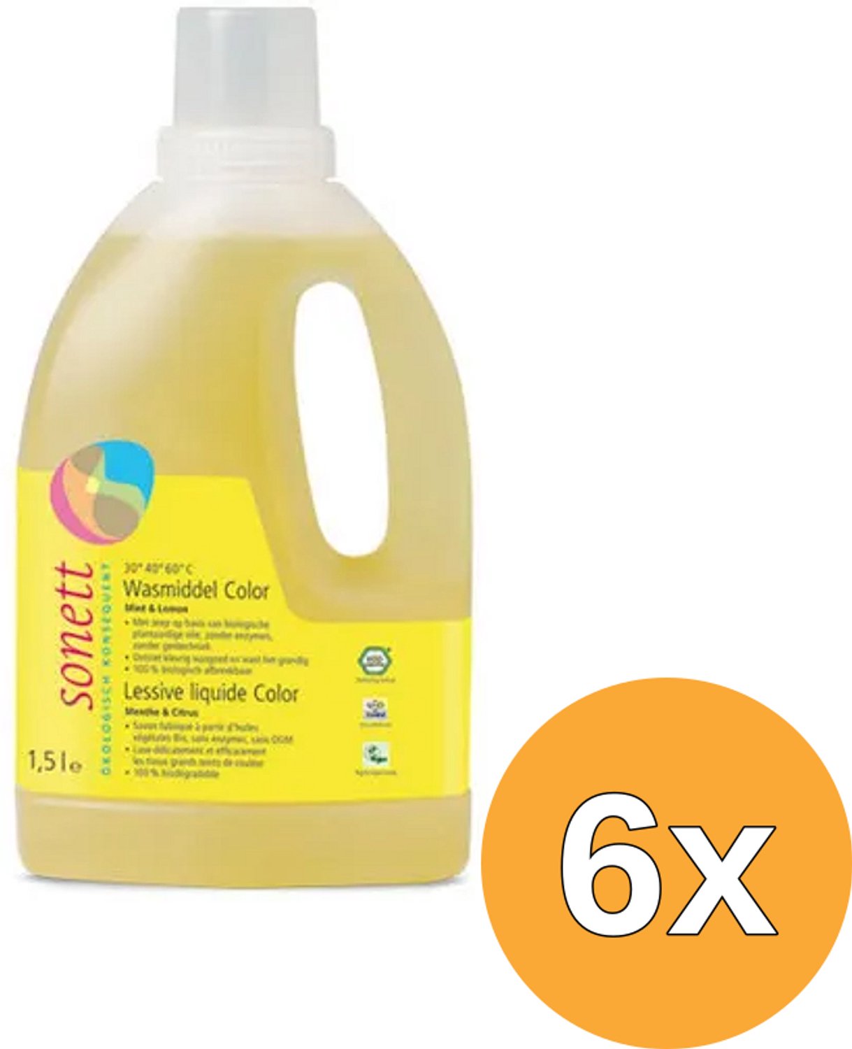6x Sonett Wasmiddel Vloeibaar Color (1500 ml)