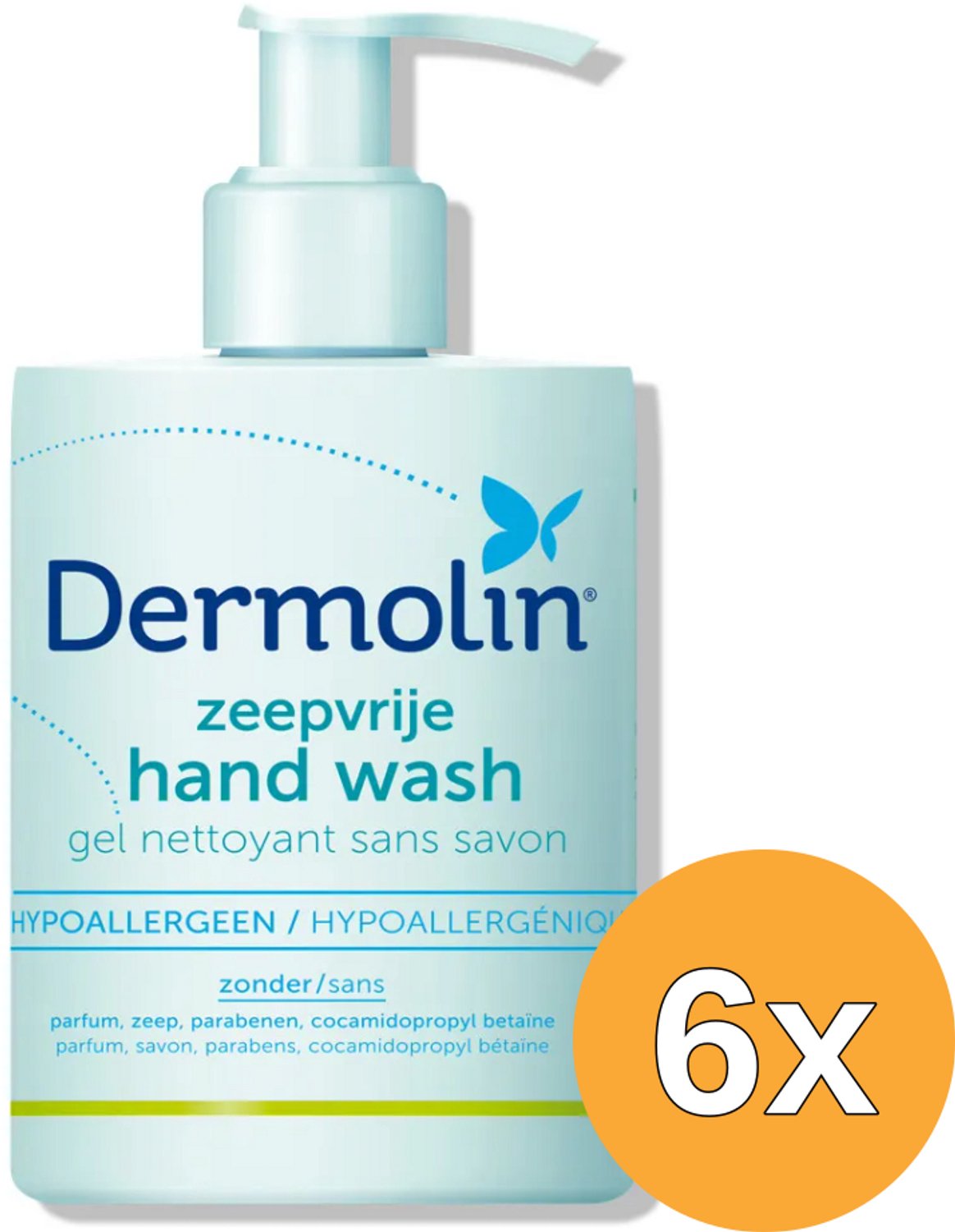 6x Dermolin Handwash Zeepvrij Dispenser (200 ml)