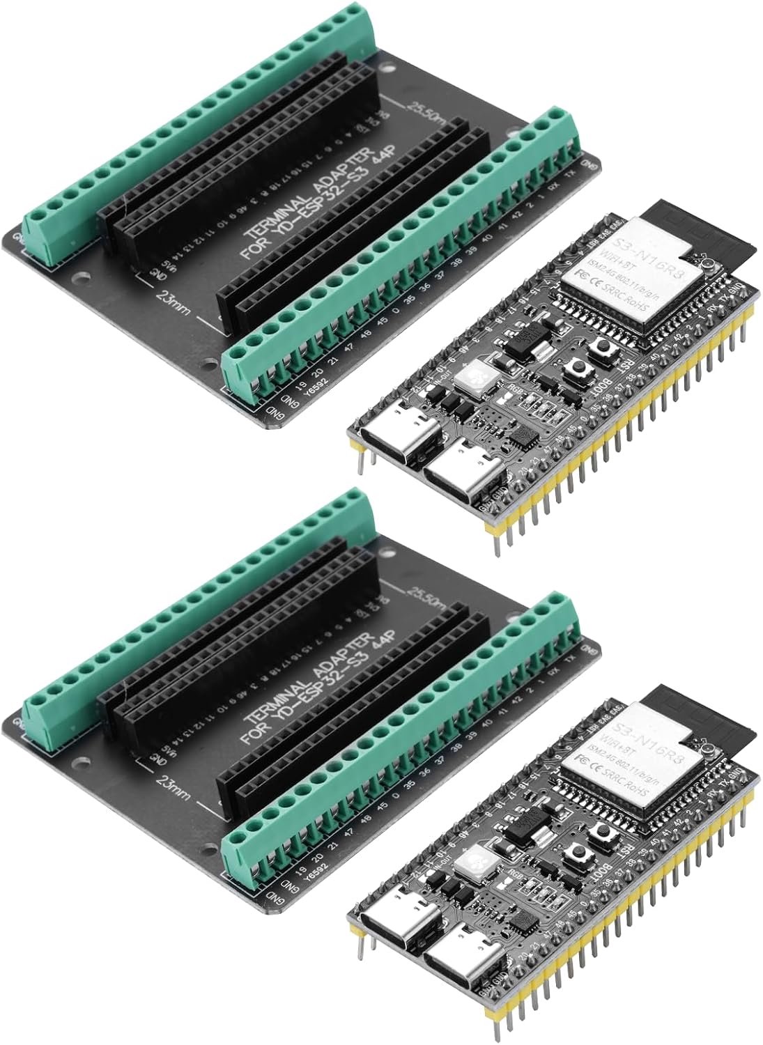 ESP32-S3 ontwikkelbord - 2 stuks - met uitbreidingsplaat - ideaal voor IoT-projecten - ShopVlot