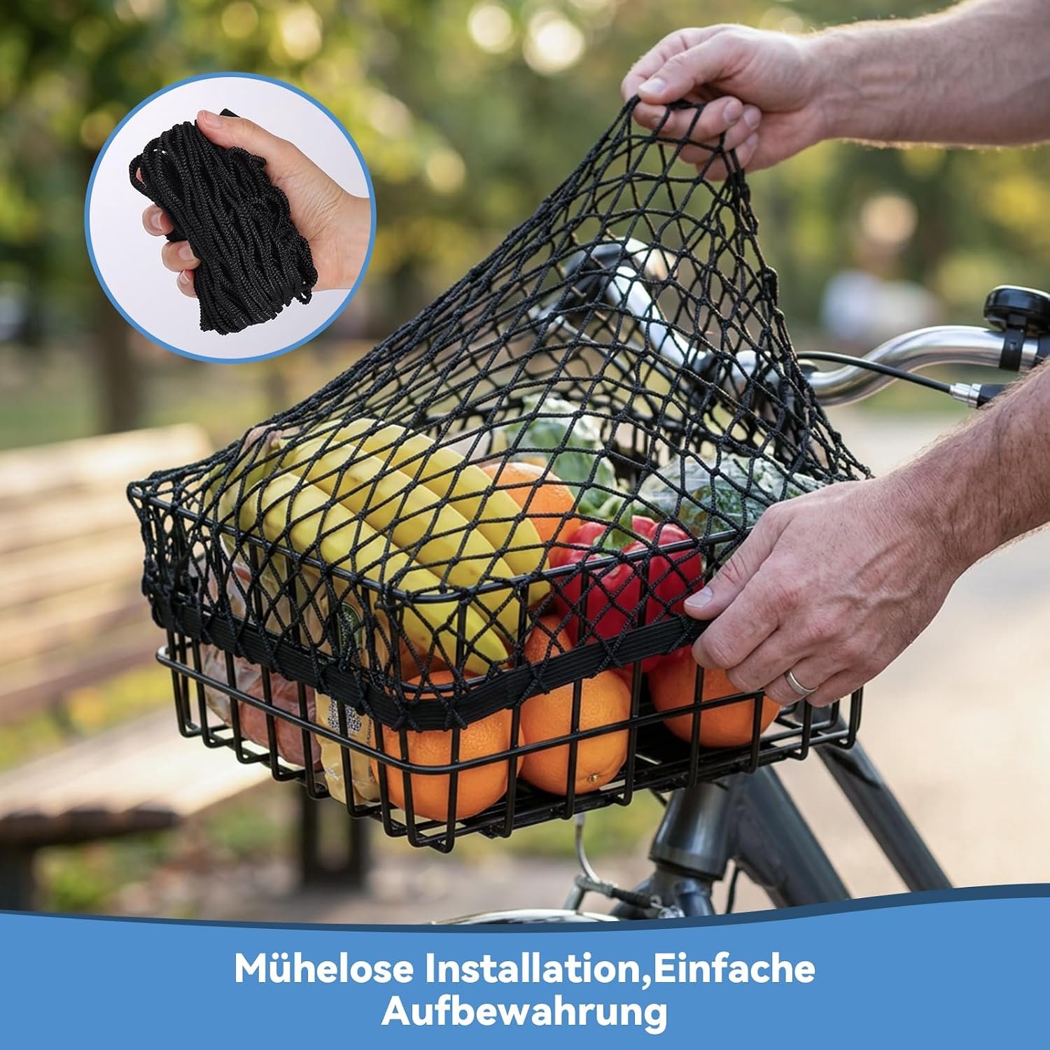 Fietsmand net 35 x 25 cm - elastisch bagagenet - bevestigingsoplossing - veilig tijdens je rit - ShopVlot
