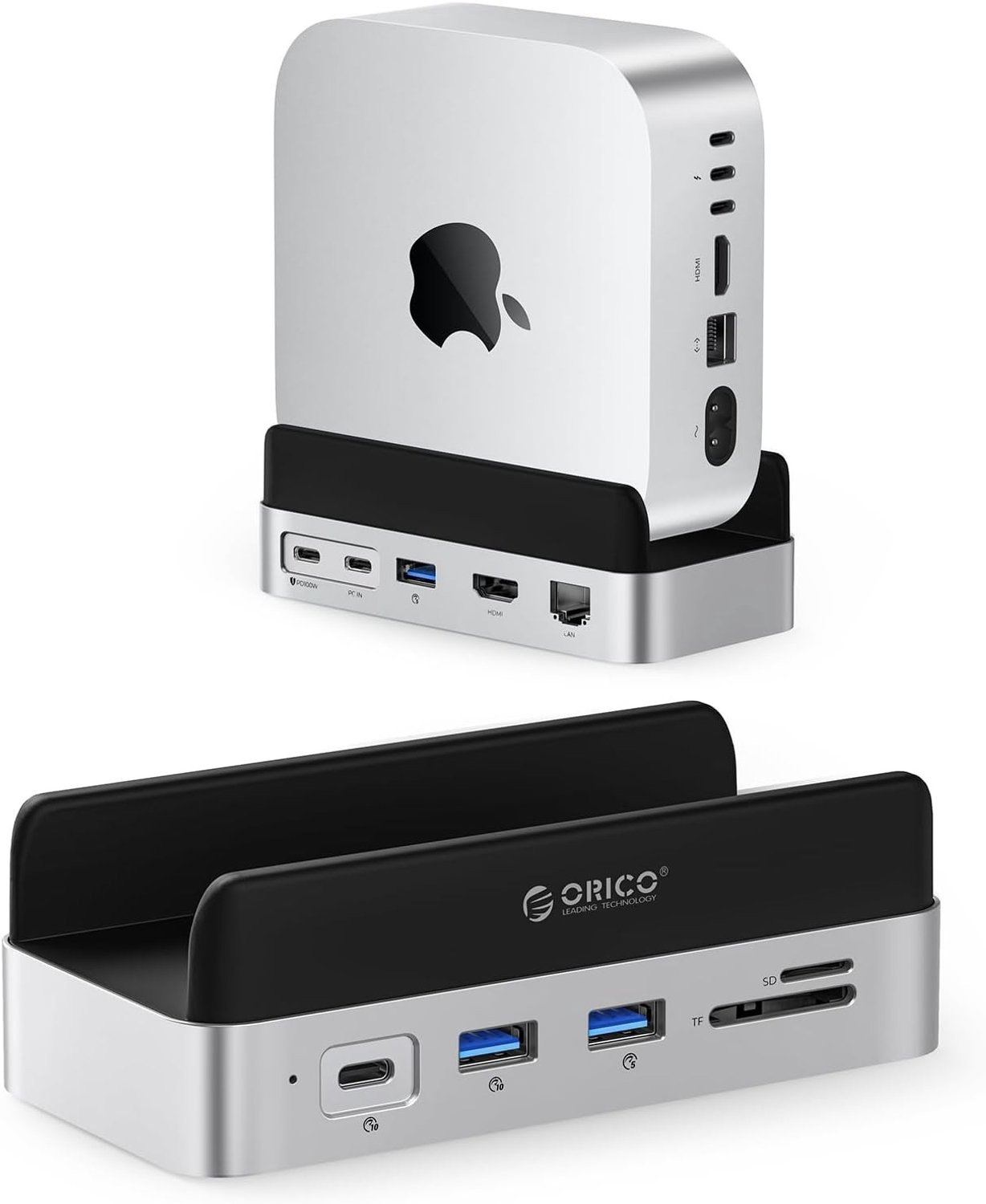 Externe 1TB SSD met 10Gbps USB C Dock, HDMI 4K, 1Gbps Ethernet en SD/TF Card Reader voor Mac mini
