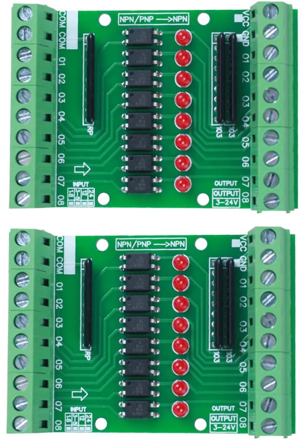 Optokoppeling kaart 8-kanaals - DC 3.3V 5V - PNP NPN signaalomzetter - ideale oplossing voor isolatie - ShopVlot