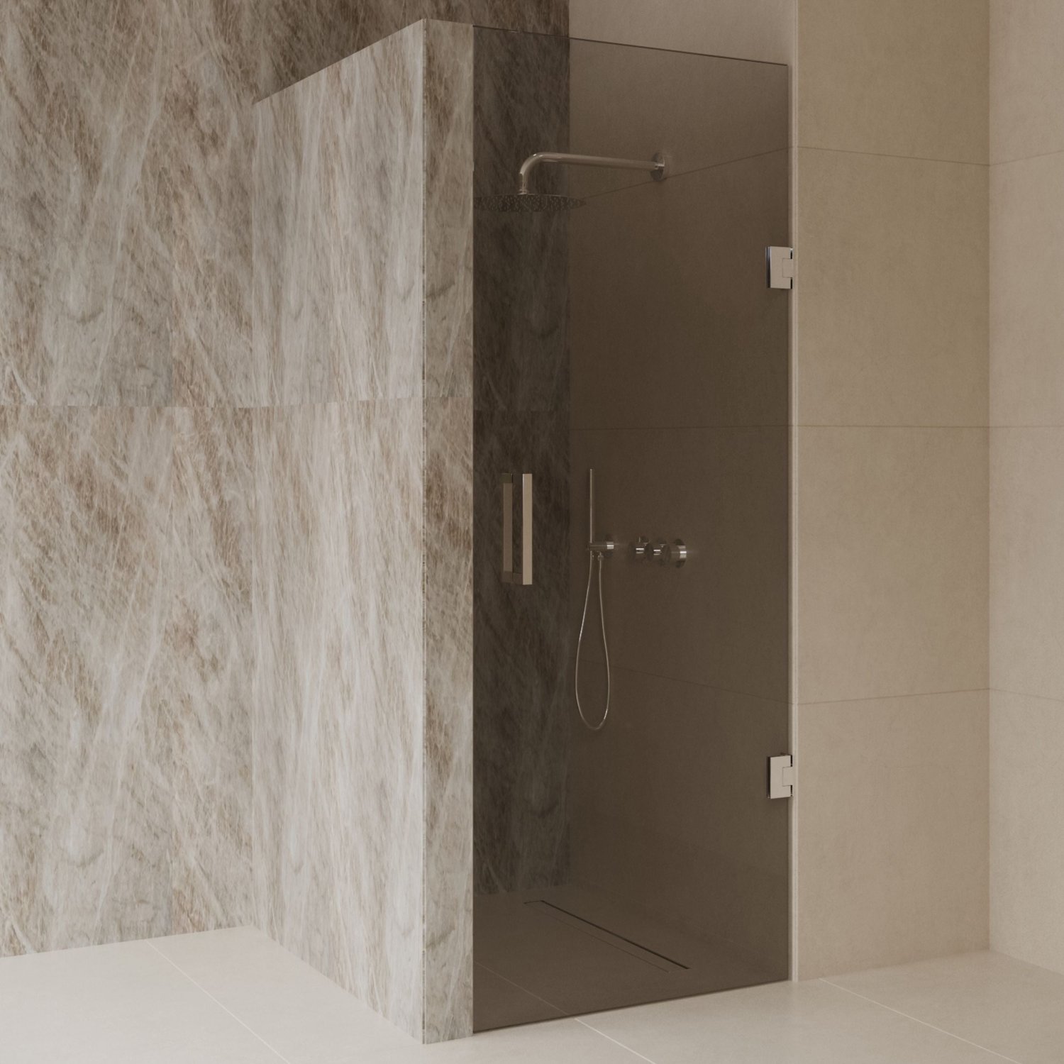 Sanitado Dalis Nisdeur Rookglas Chrome Profielen 90x200 cm