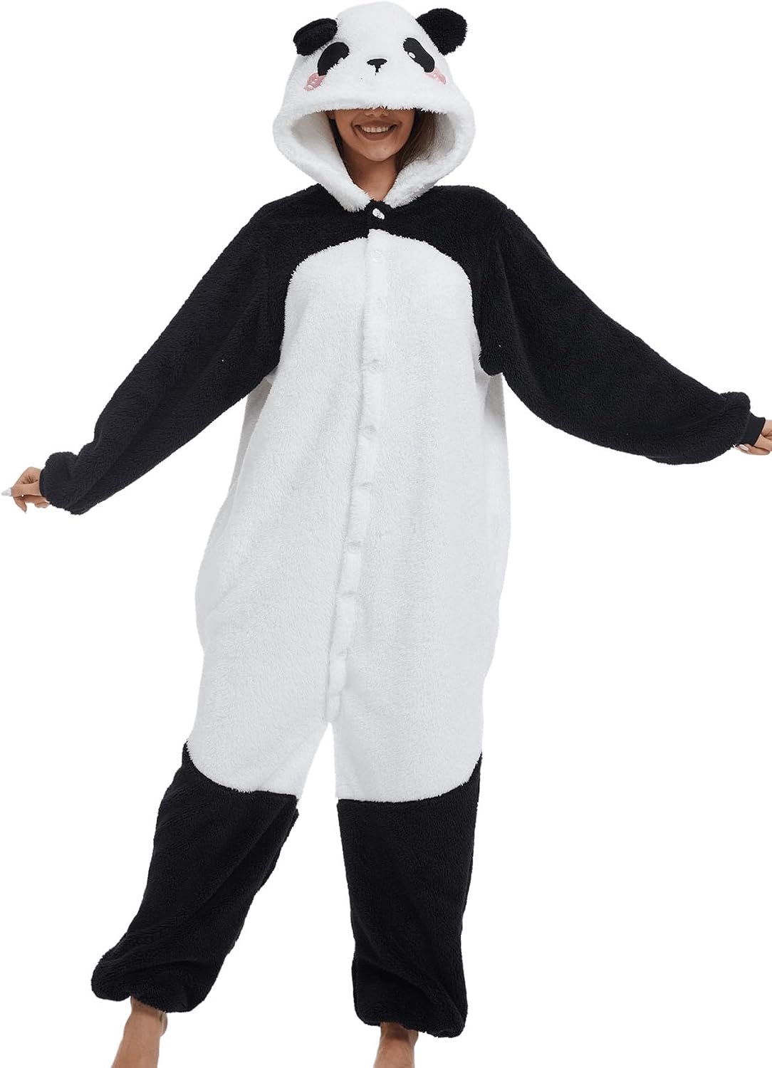 Pyjama voor volwassenen, uniseks, onesie, nachtkleding met kap, jumpsuit, loungewear, warm en zacht, voor feestjes en avonden
