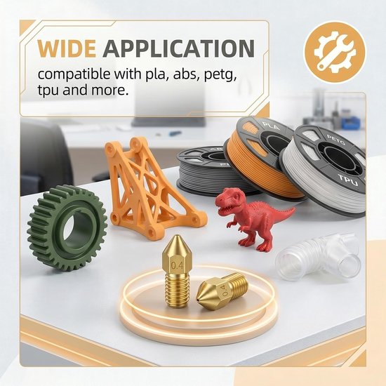 20 stuks messing mondstukken, 3D-printermondstuk, voor Kobra 2, 3D-printermondstukken, voor Anycubic Kobra 3, Kobra 3 Combo, Kobra S1, Kobra S1 Combo, (8 x 0,4 mm + 3 x 0,2 mm + 3 x 0,6 mm + 3 x 0,8 — afbeelding 2