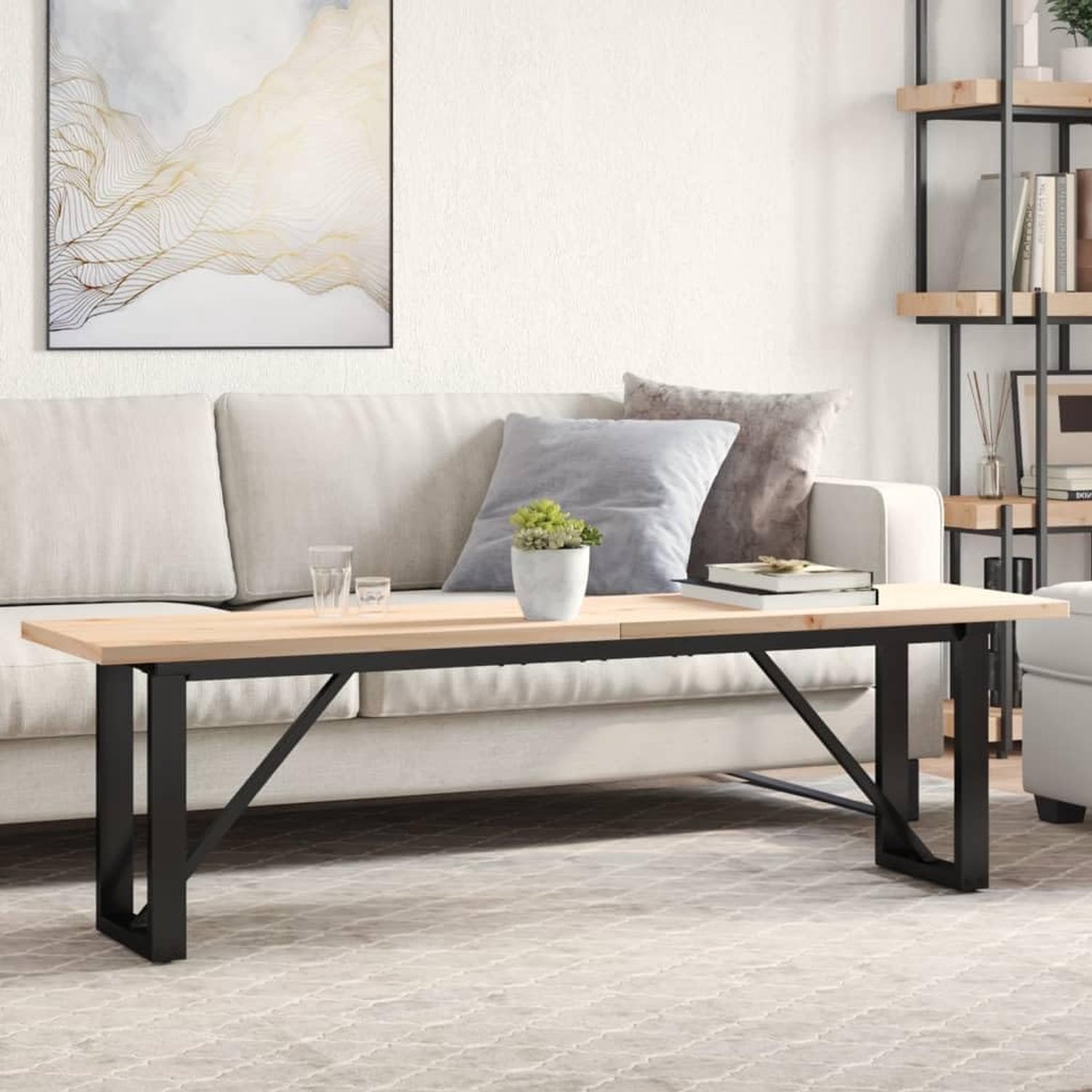 Salontafel van massief grenenhout met O-structuur en rustieke afwerking voor de woonkamer