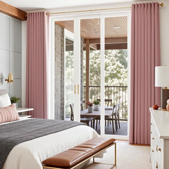 Vangao Gordijnen, ondoorzichtig, met inslagringen, set van 2, 160 x 140 cm, roze, kindergordijn, modern, woonkamer, verduisteringsgordijn, slaapkamer, kinderkamer, thermogordijn — afbeelding 2