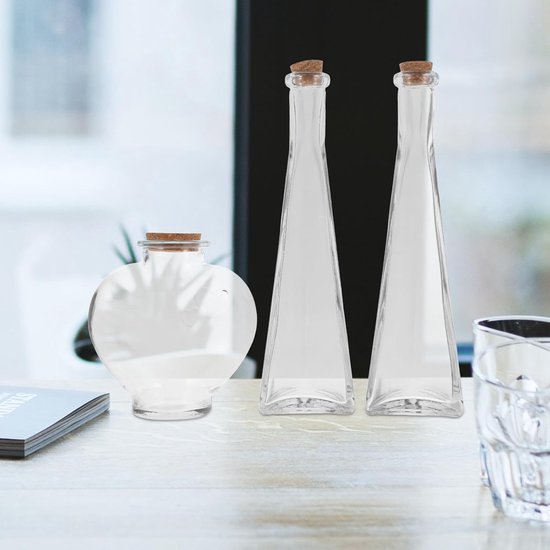 3 Stuks Delige Glazen Wensfles met Hartvormige Container voor Zandceremonie Decoratieve Handgemaakte Potten voor Bruiloft Souvenirs — afbeelding 4