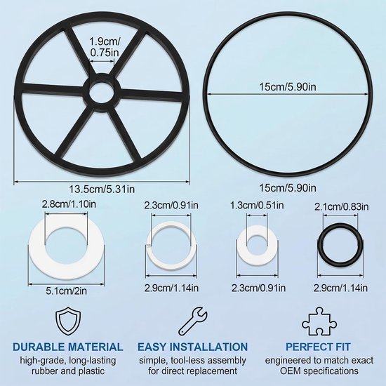 6 stuks spinnenafdichtingen voor Hayward Vari-FLO XL, filterafdichting, zandfilterafdichting, compatibel met SP0710, SP0711, SP0712, SPX0710XD, reparatie- en herbouwset — afbeelding 5