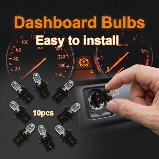 10 Stuks T5 B8.5D LED-Dashboardlampe12V 2t, Warm Geel — afbeelding 2