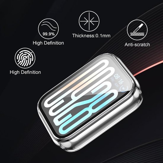 2 stuks hoesjes voor Xiaomi Smart Band 9 Pro beschermhoes met displaybescherming, hard polycarbonaat, 360° rondom, anti-kras, anti-stof, ultradunne beschermhoes, transparant + zwart — afbeelding 3
