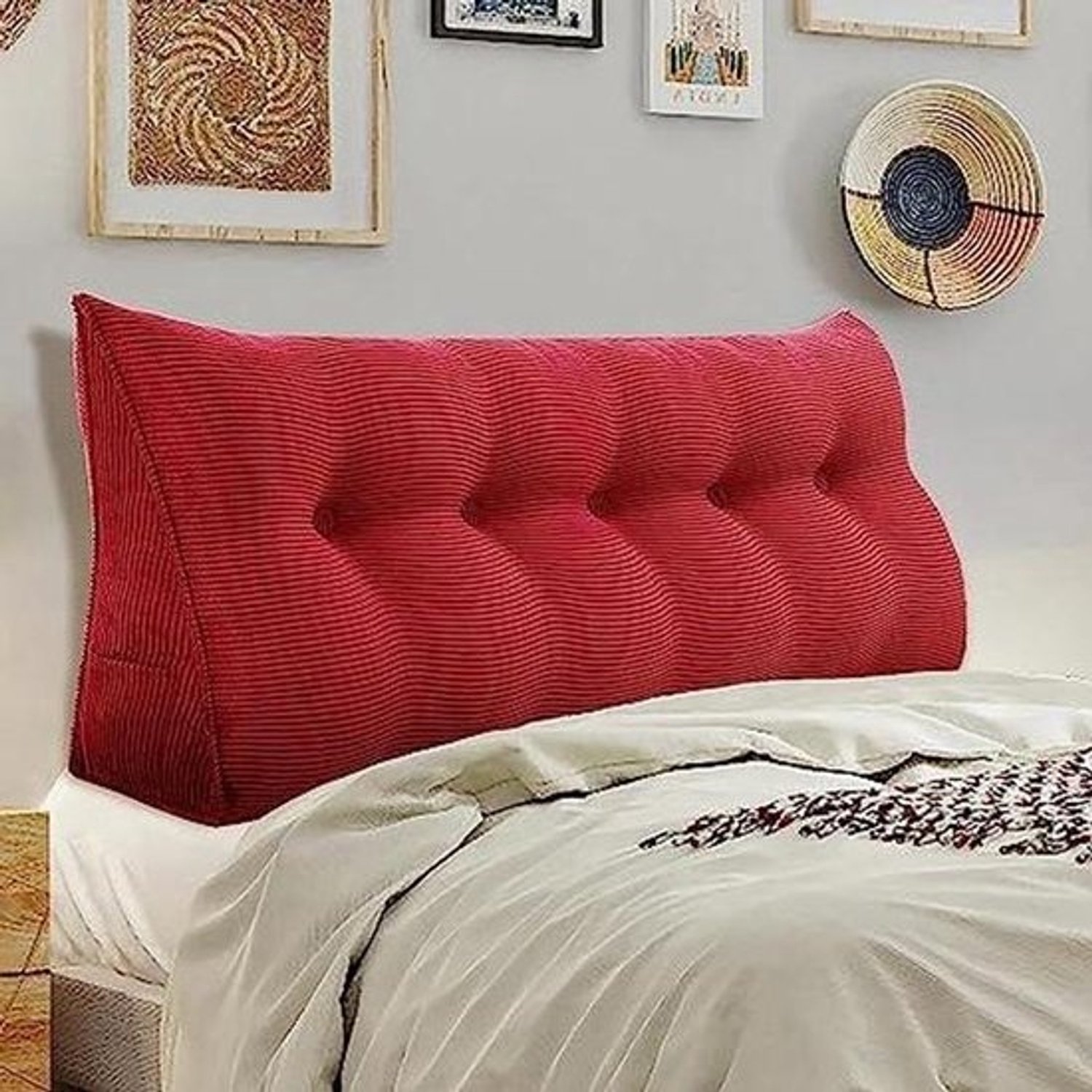 Wigvormig hoofdkussen - Driehoekig kussen - Rugondersteuning voor bed - Afneembare hoes - 80 x 50 cm - Hemelsblauw