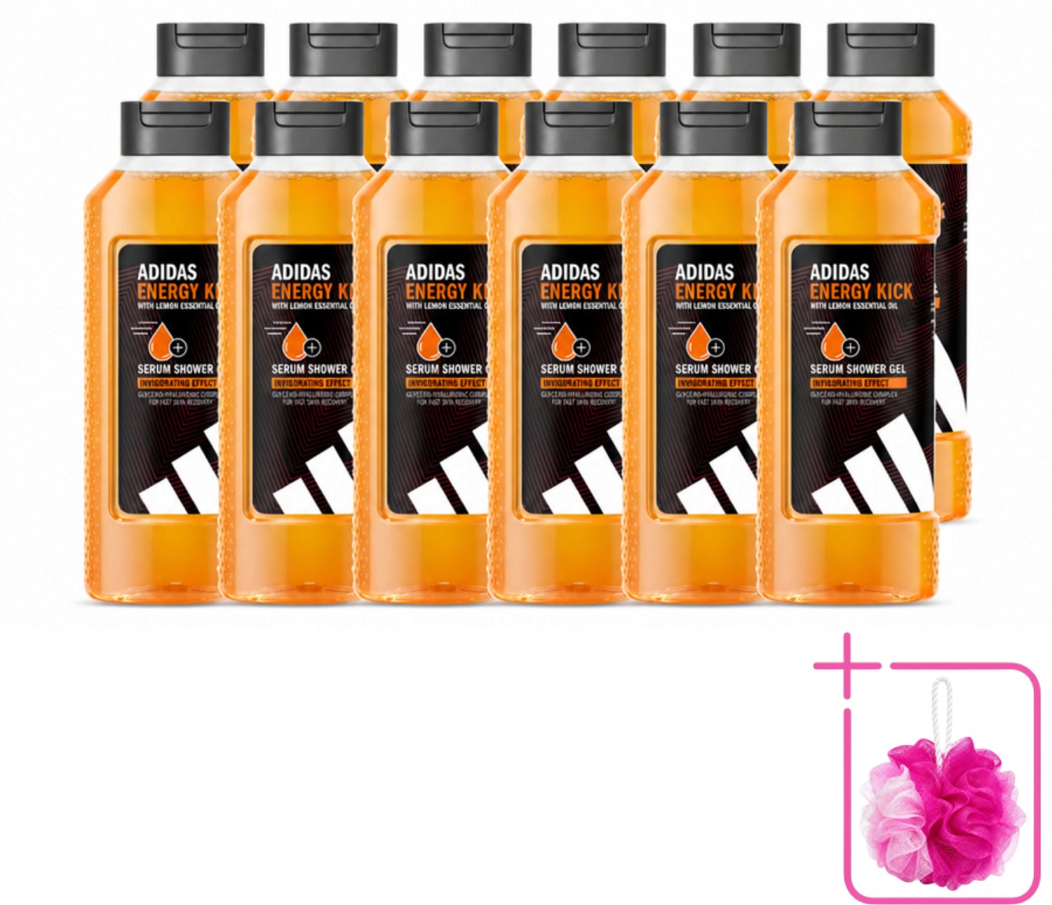 12 x Adidas – Douchegel – Active Skin & Mind Energy Kick – 400 ml - Bulkverpakking - Douchegel - Douchemop - Energie