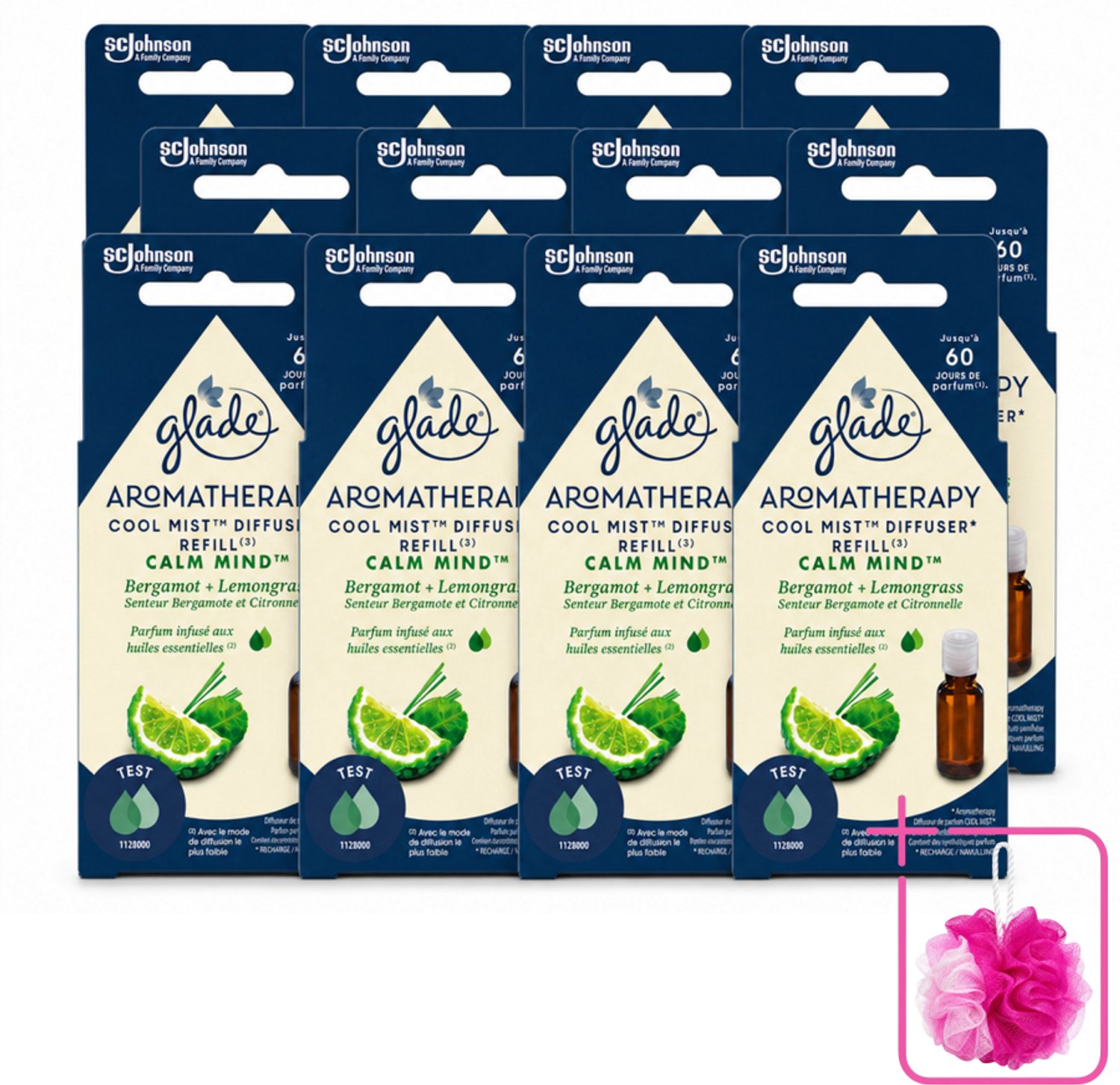 12 x Glade – Aromatherapy Mist Diffuser Navulling – Calm Mind – 17,4 ml - Bulkverpakking - Aromatherapie - Douchemop - Ontspanning