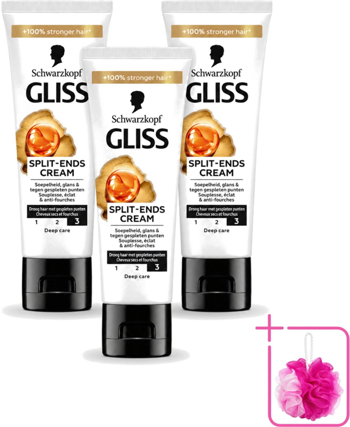 3 x Gliss - Split-Ends Cream - Tegen Gespleten Haarpunten - 50 ml - Bulkverpakking - Gespleten haarpunten - Douchemop - Haarverzorging