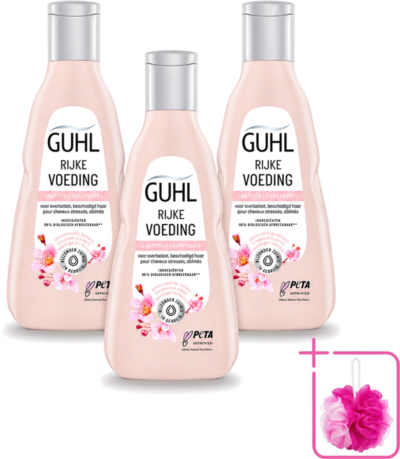 3 x Guhl - Shampoo - Rijke Voeding - 250 ml - Bulkverpakking - Voedend haarshampoo - Douchemop - Droog haar