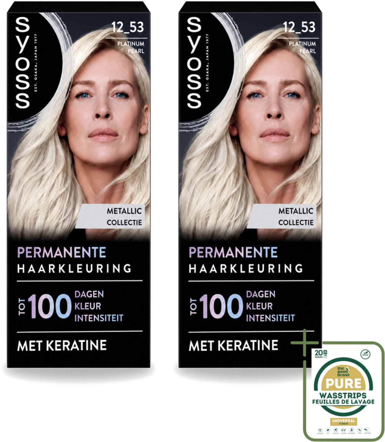 2 x SYOSS - Coloration 12-53 Platinum Pearl - Haarverf - Grijsdekking - Vermindert Haarbreuk - Wasstrips - Haarverf - Grijsdekking - Permanent Haarkleur - Haarkleur - Haarverf Grijs