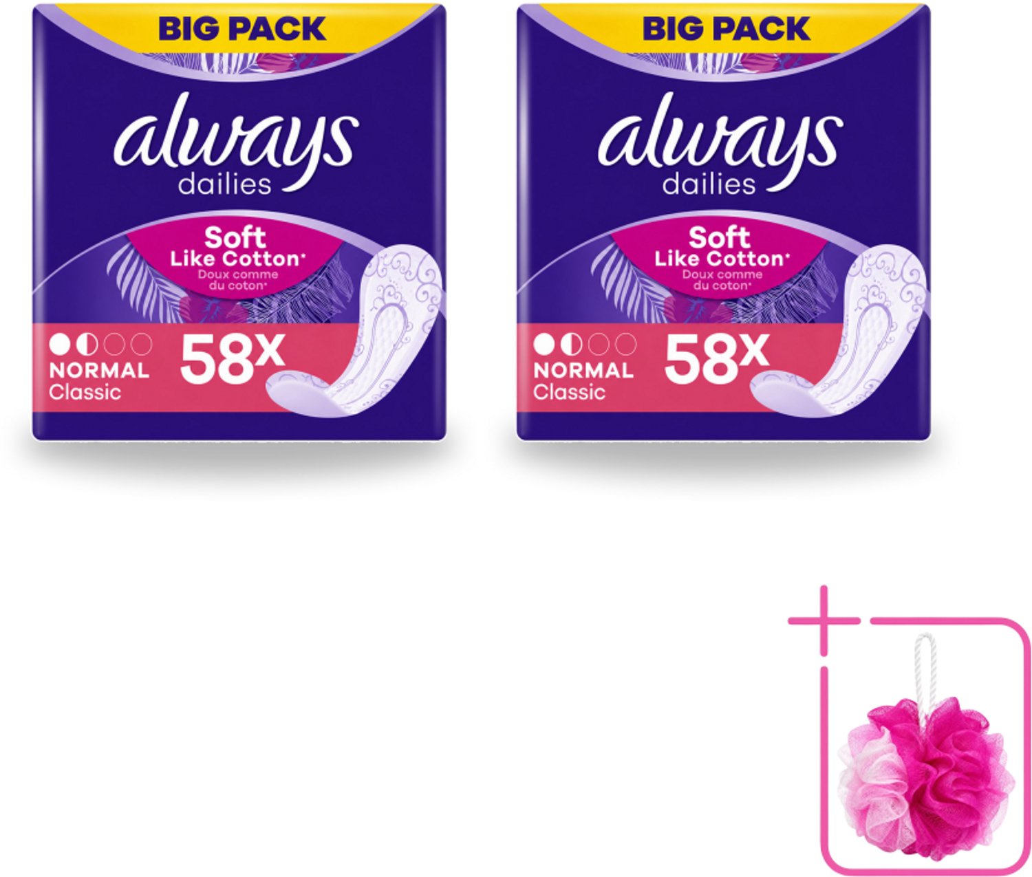 2 x Always - Inlegkruisjes - Normal - Zacht - 58 Inlegkruisjes - Bulkverpakking - Inlegkruisjes - Douchemop - Comfort