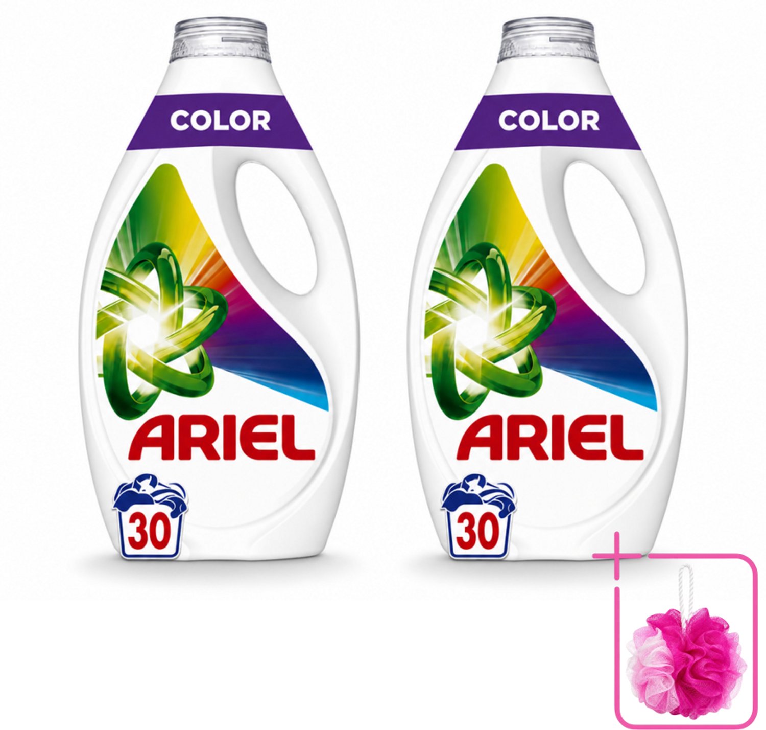 2 x Ariel - Vloeibaar Wasmiddel - Color - 30 Wasbeurten - 1350 ml - Bulkverpakking - Kleurbehoud - Douchemop - Vlekverwijdering
