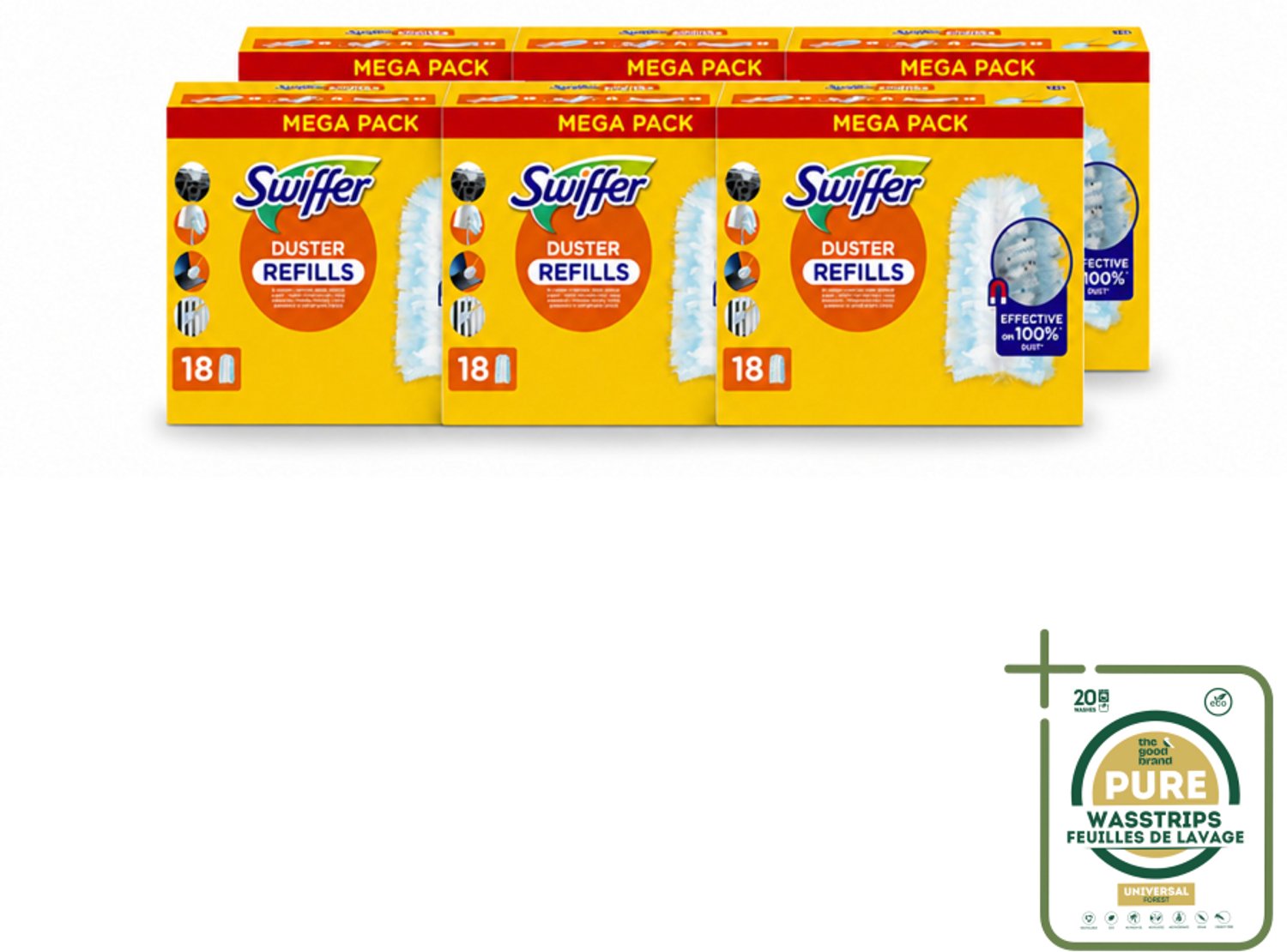 6 x Swiffer - Duster – Voor Stofwisser – 18 navullingen - Wasstrips - Stofwisser Navullingen - Stofwisser - Stofwisser Voor Meubels - Stofwisser Voor Plinten - Stofwisser Voor Radiatoren