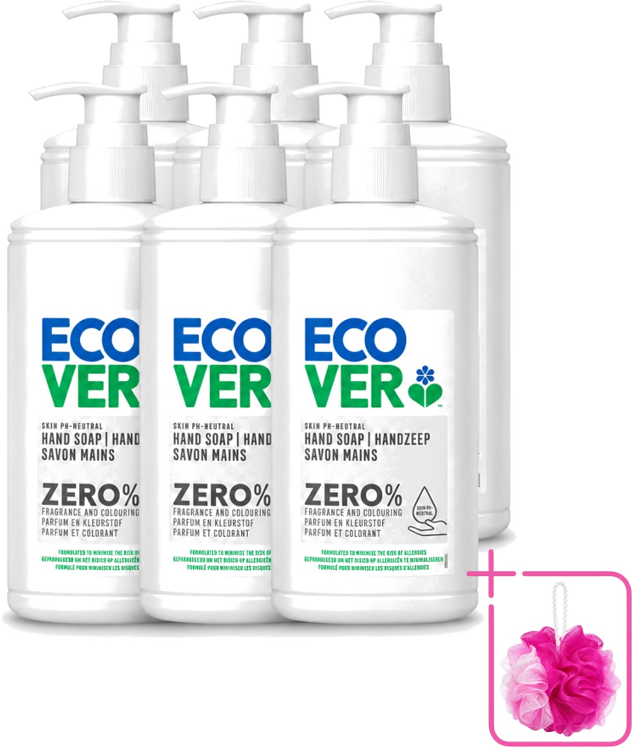6 x Ecover - Handzeep ZERO - Parfumvrij - 250 ml - Bulkverpakking - Handzeep - Douchemop - Parfumvrije handzeep